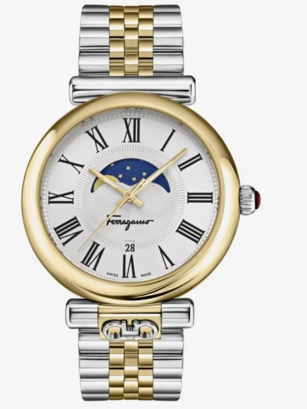 Ferragamo Womens Two Tone 40mm Bracelet Fashion Watch
